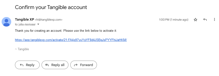 The email you'll receive to confirm your account