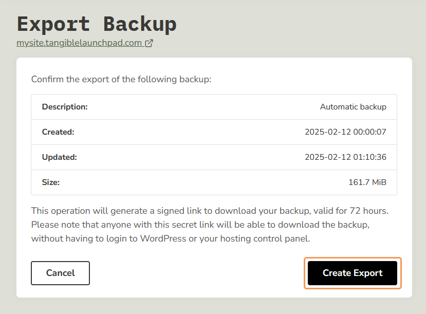 Create Export