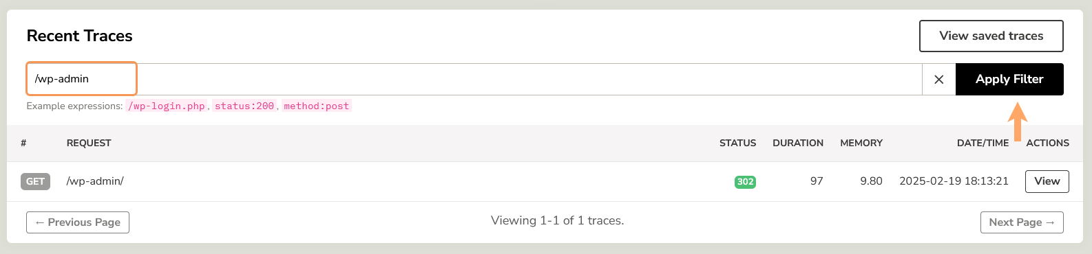 Trace Filtering