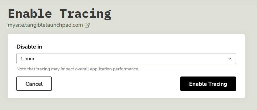 Tracing Auto-disable Prompt